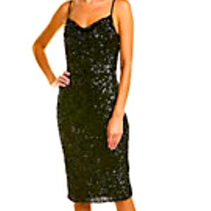Parker Black midi Sequins dress in Black